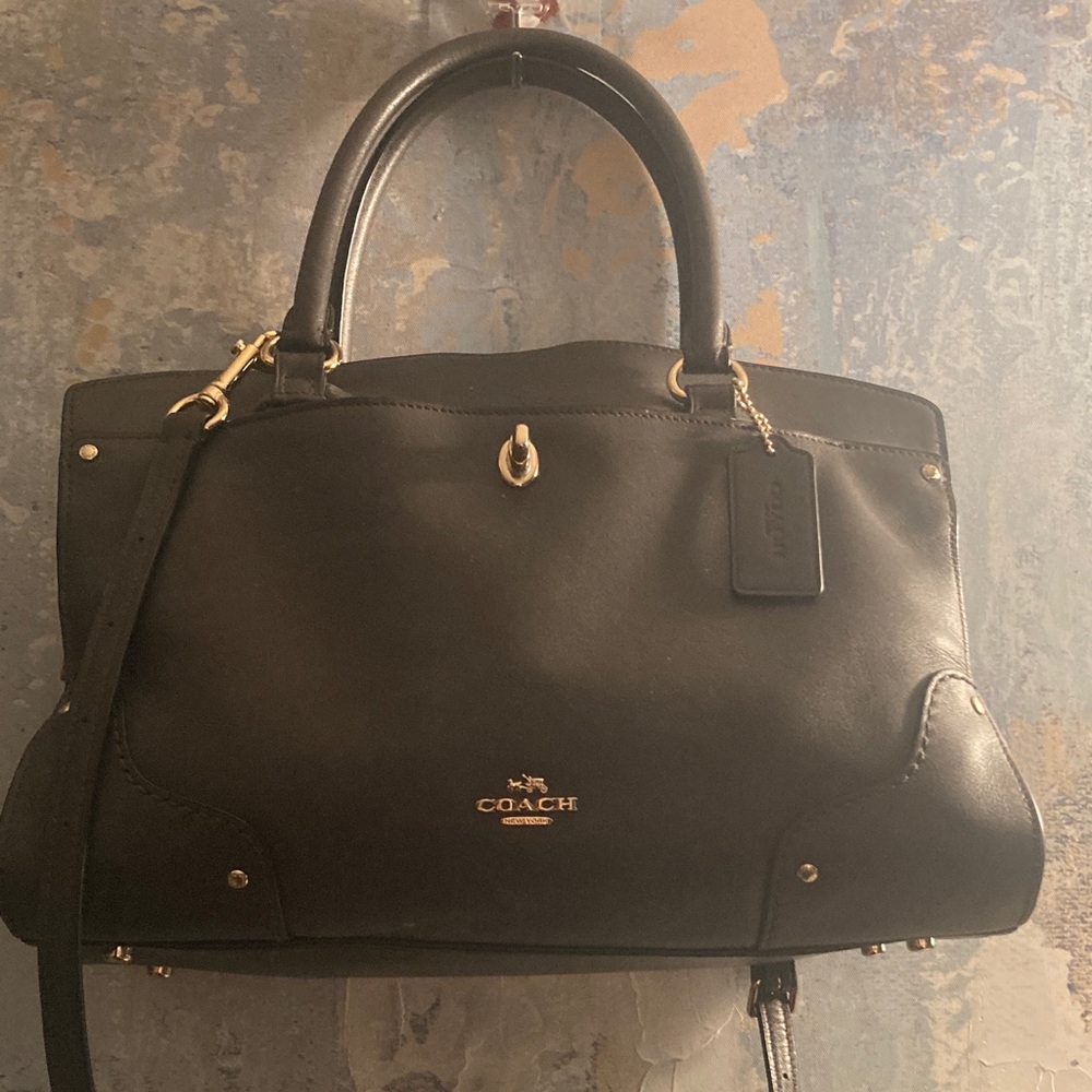 Genuine Coach Mercer 30 Satchel Leather Gray/ Brown Satchel - Picture 15 of 17